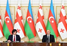 President Ilham Aliyev, PM Irakli Kobakhidze make press statements (PHOTO/VIDEO)