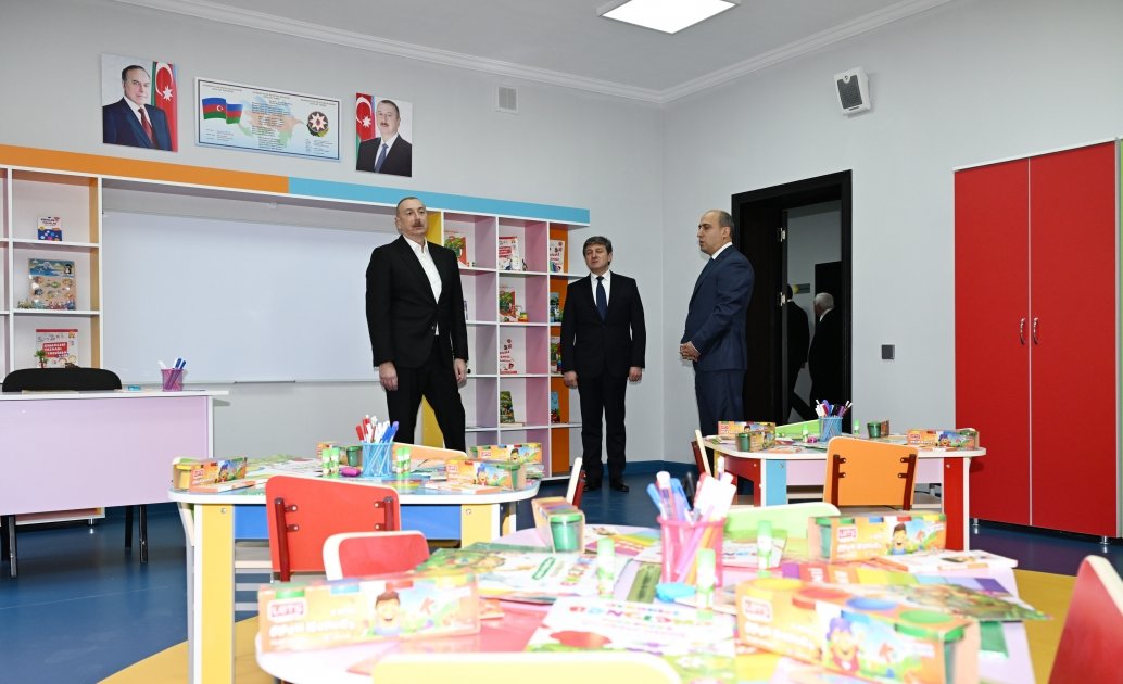 President Ilham Aliyev attends opening of new building of secondary school in Gabala (PHOTO)