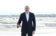 President Ilham Aliyev lays foundation stone for Shirvan irrigation canal in Hajigabul district (PHOTO/VIDEO)