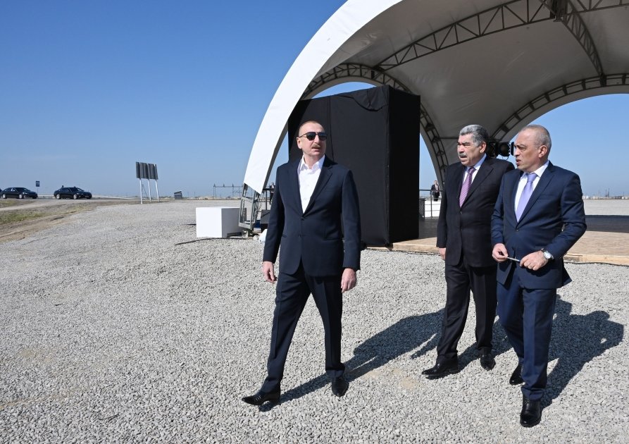 President Ilham Aliyev lays foundation stone for Shirvan irrigation canal in Hajigabul district (PHOTO/VIDEO)