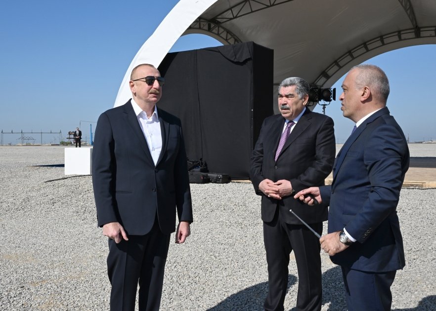 President Ilham Aliyev lays foundation stone for Shirvan irrigation canal in Hajigabul district (PHOTO/VIDEO)