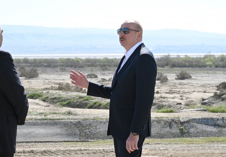 President Ilham Aliyev lays foundation stone for Shirvan irrigation canal in Hajigabul district (PHOTO/VIDEO)