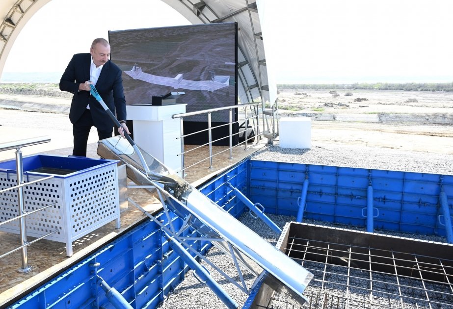 President Ilham Aliyev lays foundation stone for Shirvan irrigation canal in Hajigabul district (PHOTO/VIDEO)