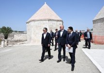 President Ilham Aliyev, President Sadyr Zhaparov view construction work done at Panahali Khan Palace, Imarat complex in Aghdam (PHOTO)