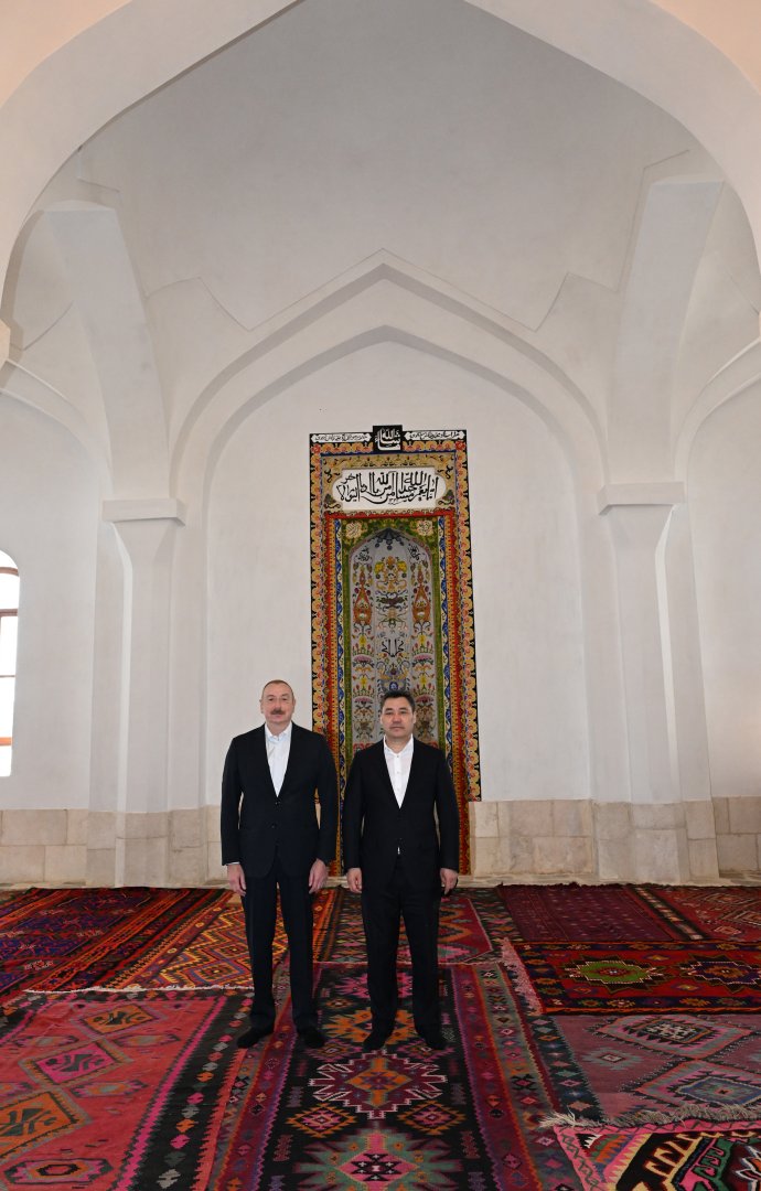 President Ilham Aliyev, President Sadyr Zhaparov attend opening of Aghdam Juma Mosque after restoration (PHOTO/VIDEO)