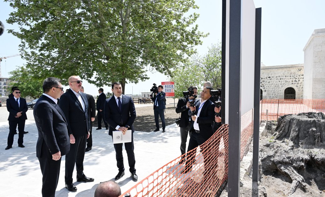 President Ilham Aliyev, President Sadyr Zhaparov view construction work done at Panahali Khan Palace, Imarat complex in Aghdam (PHOTO)