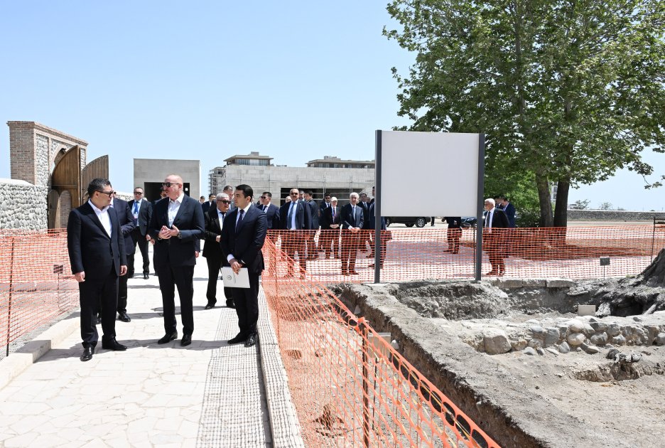 President Ilham Aliyev, President Sadyr Zhaparov view construction work done at Panahali Khan Palace, Imarat complex in Aghdam (PHOTO)