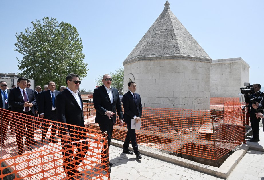 President Ilham Aliyev, President Sadyr Zhaparov view construction work done at Panahali Khan Palace, Imarat complex in Aghdam (PHOTO)