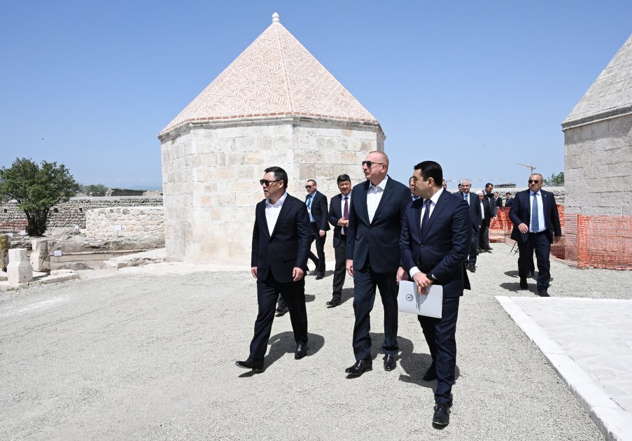 President Ilham Aliyev, President Sadyr Zhaparov view construction work done at Panahali Khan Palace, Imarat complex in Aghdam (PHOTO)