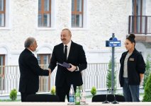 President Ilham Aliyev, First Lady Mehriban Aliyeva attend opening of first residential complex, meet with residents in Shusha (PHOTO/VIDEO)