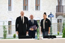 President Ilham Aliyev, First Lady Mehriban Aliyeva attend opening of first residential complex, meet with residents in Shusha (PHOTO/VIDEO)