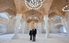 President Ilham Aliyev, First Lady Mehriban Aliyeva review ongoing restoration work at Ashaghi Govhar Agha Mosque in Shusha (PHOTO/VIDEO)