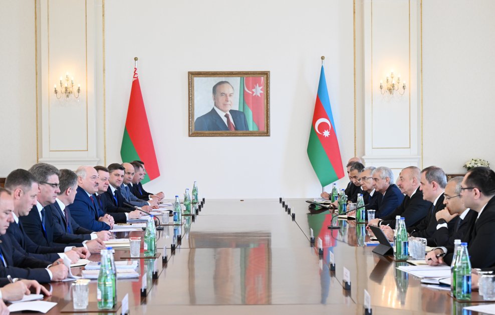 President Ilham Aliyev, President Aleksandr Lukashenko hold expanded meeting (PHOTO/VIDEO)