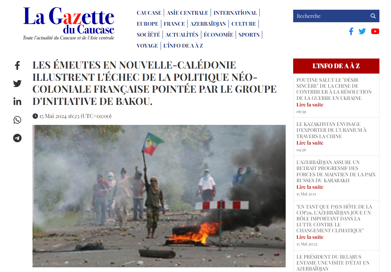 New Caledonian riots prove failure of French neo-colonial policy - La Gazette du Caucase