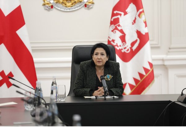 Georgian President votes at polling station in Tbilisi