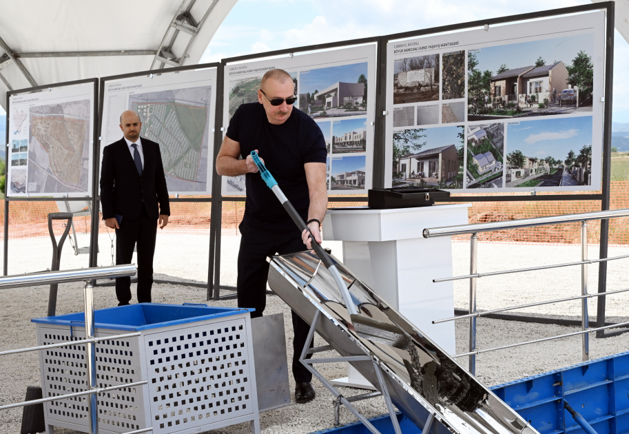 President Ilham Aliyev lays foundation stone for Boyuk Marjanli village in Jabrayil district (PHOTO/VIDEO)