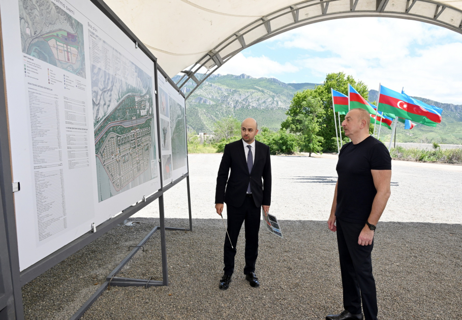 President Ilham Aliyev lays foundation stone for Minjivan settlement in Zangilan district (PHOTO/VIDEO)