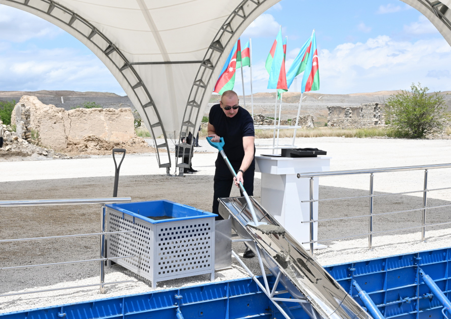 President Ilham Aliyev lays foundation stone for Karhulu village in Jabrayil district (PHOTO/VIDEO)