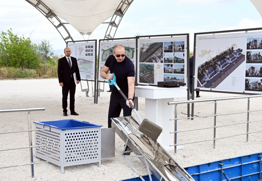 President Ilham Aliyev lays foundation stone of Sarijalli village in Jabrayil district (PHOTO/VIDEO)