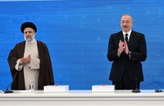 President Ilham Aliyev, President Ebrahim Raisi attend ceremony to commission "Khudafarin" hydroelectric complex and inaugurate "Giz Galasi" hydroelectric complex (PHOTO/VIDEO)
