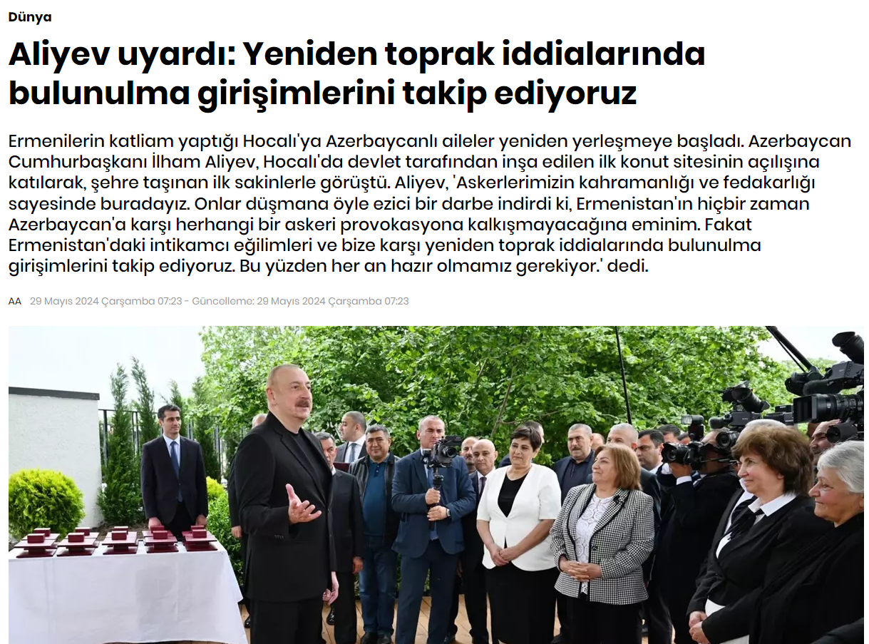 Top Turkish media cover President Ilham Aliyev and First Lady Mehriban Aliyeva's Khojaly visit (PHOTO)