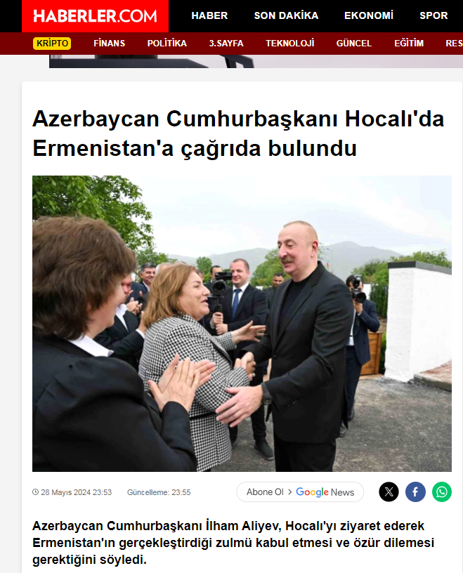 Top Turkish media cover President Ilham Aliyev and First Lady Mehriban Aliyeva's Khojaly visit (PHOTO)