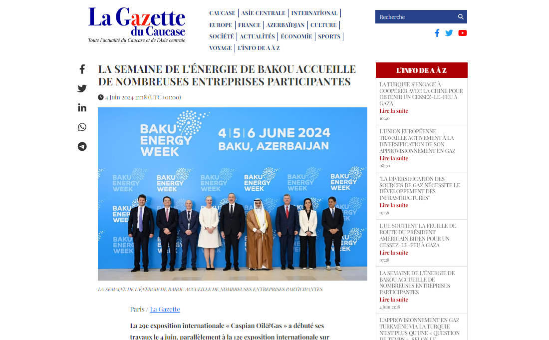 Baku Energy Week attracts more int'l attention each year - La Gazette du Caucase