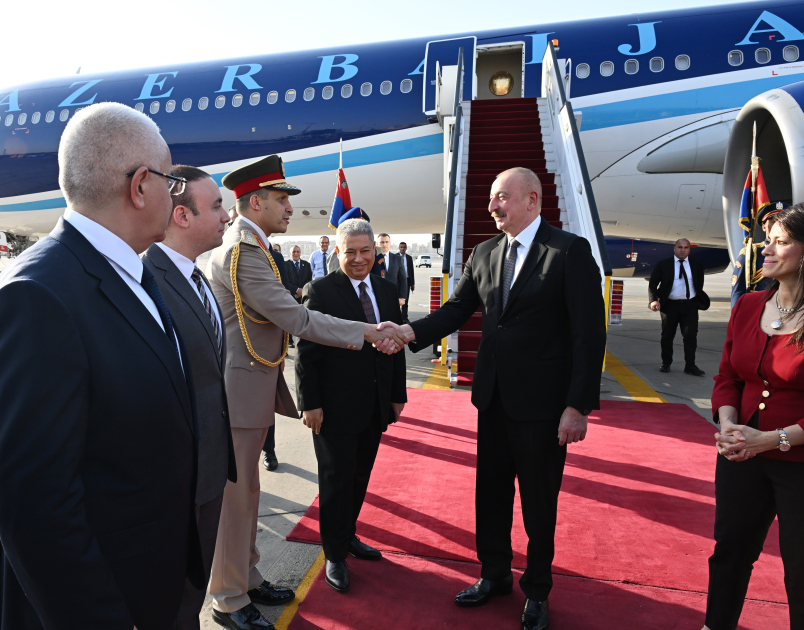 President Ilham Aliyev arrives in Egypt on official visit (PHOTO/VIDEO)