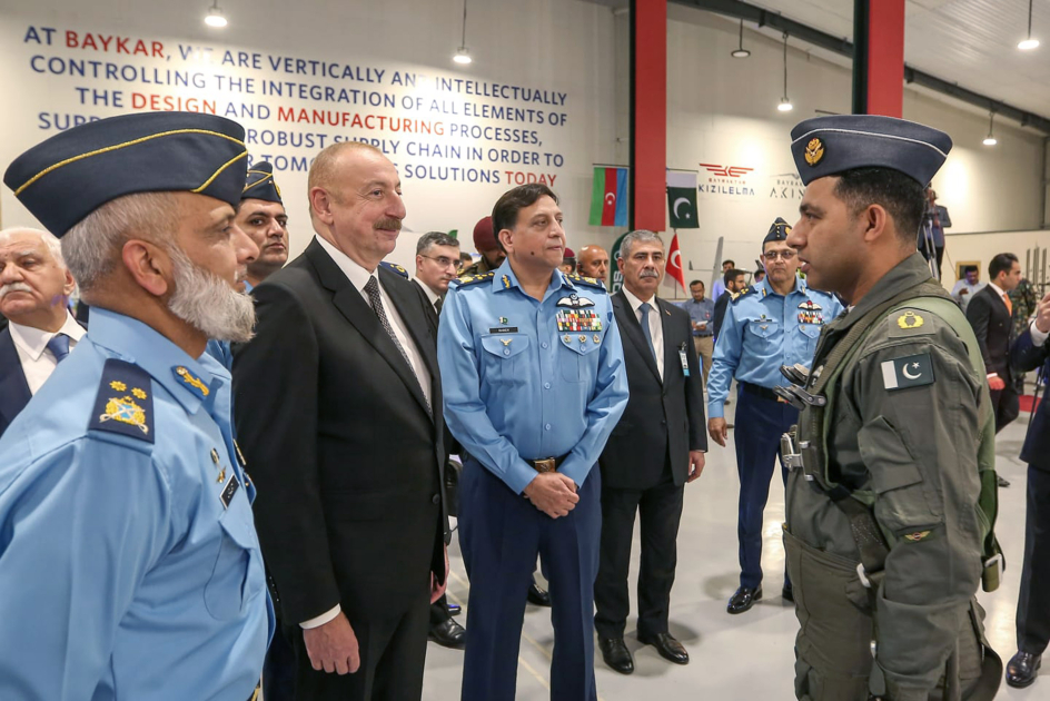 President Ilham Aliyev visits military exhibition at National Aerospace Science and Technology Park in Islamabad