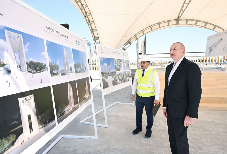 President Ilham Aliyev inspects progress of Victory Park construction in Baku (PHOTO/VIDEO)