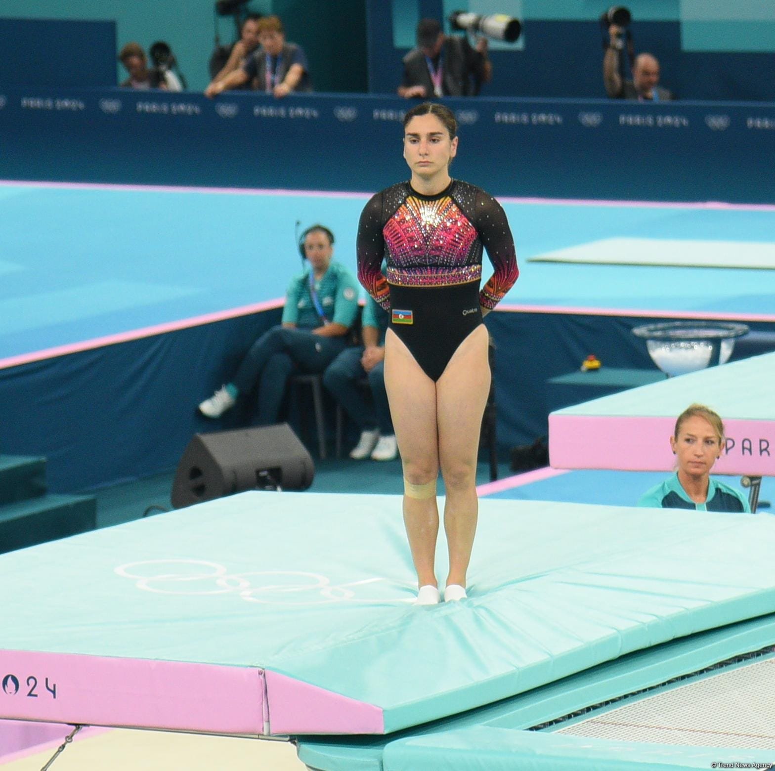 Azerbaijani gymnast holds 13th place after her first trampoline attempt at Paris Olympics