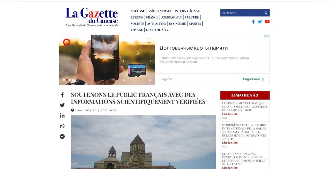 French La Gazette du Caucase reveals truth from Vatican, stirring Armenian diaspora