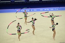 Azerbaijani gymnasts complete second exercise in Paris Olympics group all-around (PHOTO)