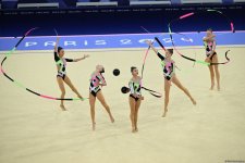 Azerbaijani gymnasts complete second exercise in Paris Olympics group all-around (PHOTO)