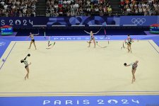 Azerbaijani gymnasts complete second exercise in Paris Olympics group all-around (PHOTO)