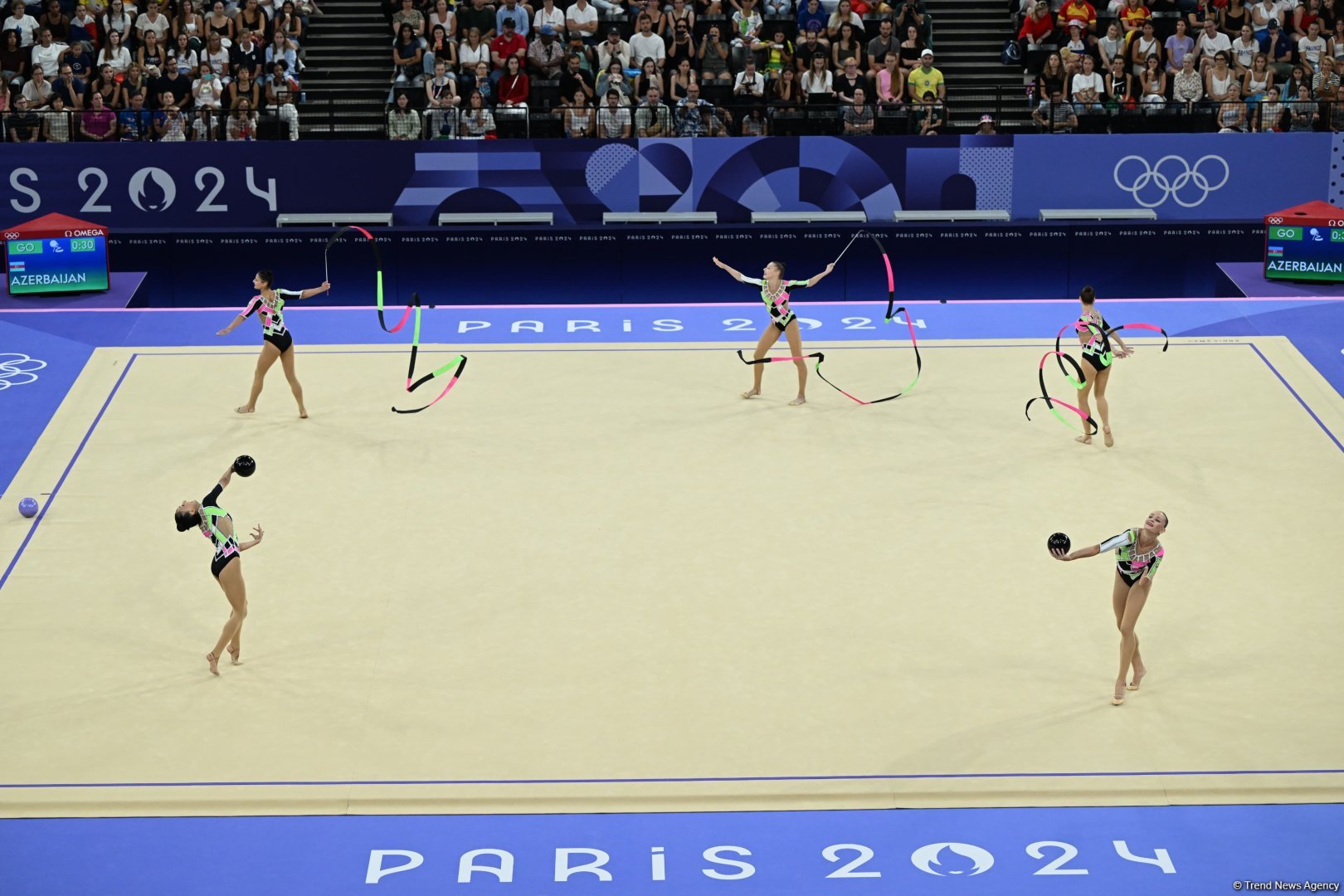 Azerbaijani gymnasts complete second exercise in Paris Olympics group all-around (PHOTO)
