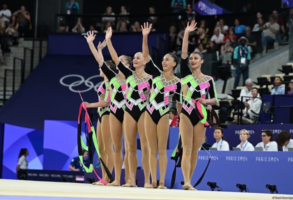 Azerbaijani gymnastics team wraps up group routine final performance at Paris Olympics (PHOTO)