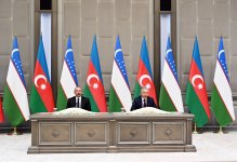 President Ilham Aliyev, President Shavkat Mirziyoyev make press statements (PHOTO/VIDEO)