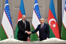President Ilham Aliyev, President Shavkat Mirziyoyev make press statements (PHOTO/VIDEO)