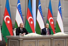 President Ilham Aliyev, President Shavkat Mirziyoyev make press statements (PHOTO/VIDEO)