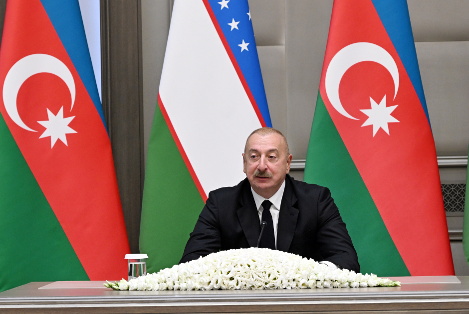 President Ilham Aliyev, President Shavkat Mirziyoyev make press statements (PHOTO/VIDEO)