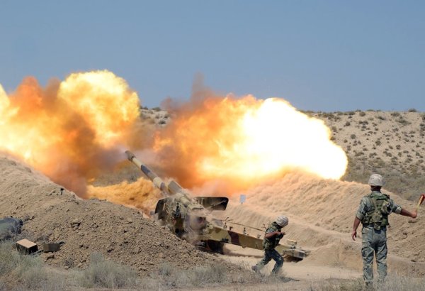 Azerbaijan conducts model tactical exercises with combat firing with artillery units (PHOTO)