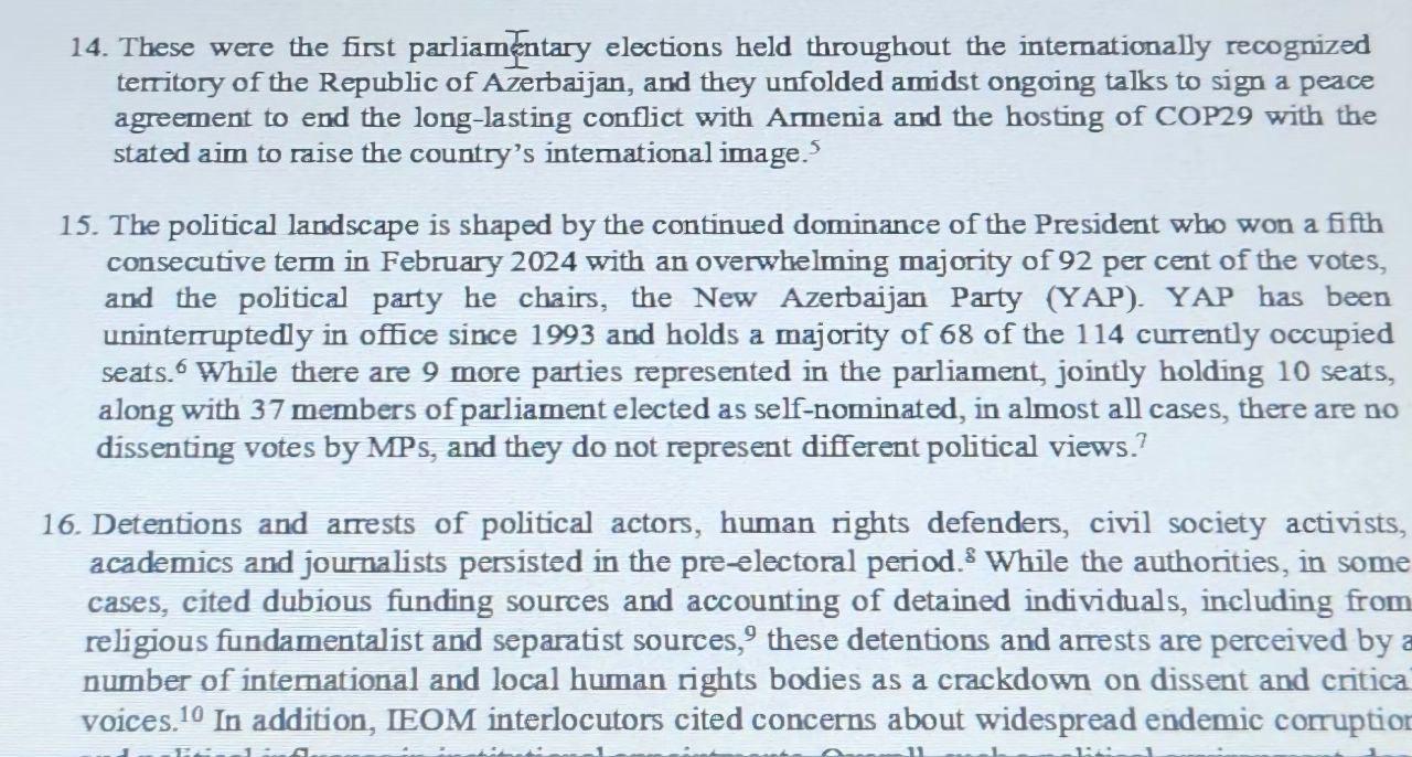 ODIHR prepares report before end of parliamentary elections in Azerbaijan