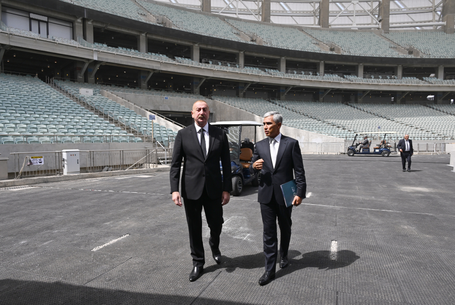 President Ilham Aliyev reviews COP29 venue preparations at Baku Olympic Stadium (PHOTO/VIDEO)