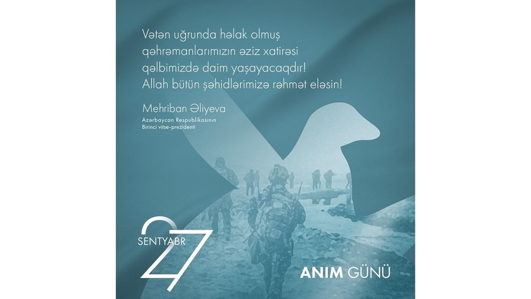 First VP Mehriban Aliyeva shares post on Remembrance Day (PHOTO/VIDEO)
