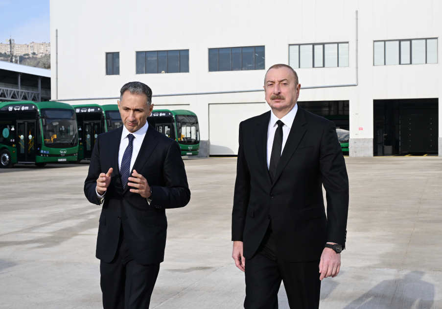 President Ilham Aliyev reviews operations of Zigh Electric Bus Depot (PHOTO/VIDEO)