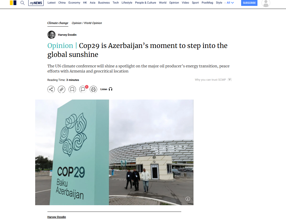 Azerbaijan poised to become middle power in multipolar world ahead of COP29 - opinion
