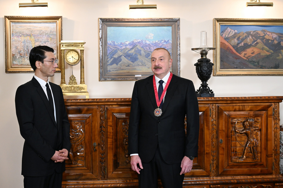 “Chinghiz Aitmatov” Order bestowed upon President Ilham Aliyev in Bishkek (PHOTO/VIDEO)