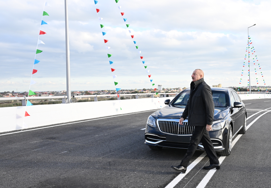 President Ilham Aliyev attends opening of new Boyukshor-Pirshagi highway (PHOTO/VIDEO)