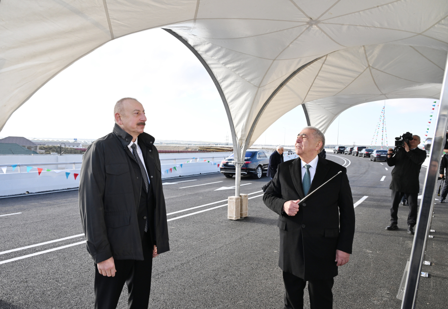 President Ilham Aliyev attends opening of new Boyukshor-Pirshagi highway (PHOTO/VIDEO)